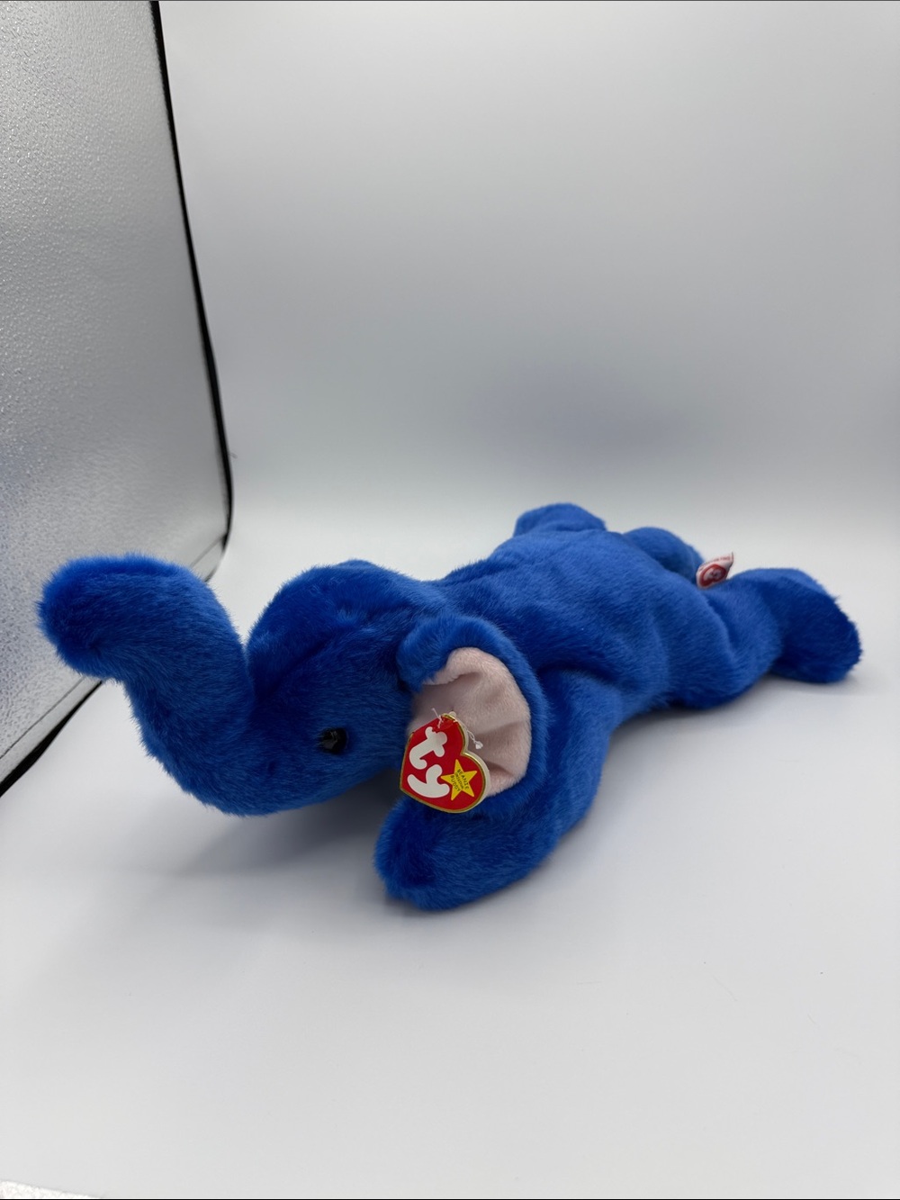 Ty Blue Elephant Plush with Iconic Heart Tag